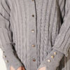 Buttoned Ribbed Mercerized Cardigan with Sleeve Cuffs Grey - Imagen 4