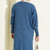 Buttoned Ribbed Mercerized Cardigan with Sleeve Cuffs Indigo – Image 3