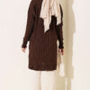 Buttoned Ribbed Mercerized Cardigan with Sleeve Cuffs Brown - immagine 3