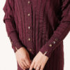 Buttoned Ribbed Mercerized Cardigan with Sleeve Cuffs Plum - immagine 4
