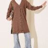 Buttoned Ribbed Mercerized Cardigan with Sleeve Cuffs Mink – Bild 2