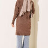 Buttoned Ribbed Mercerized Cardigan with Sleeve Cuffs Mink – Bild 3