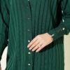 ⁦Buttoned Ribbed Mercerized Cardigan with Sleeve Cuffs Emerald⁩ - الصورة ⁦4⁩