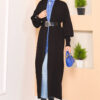 Button Cuff Shawl Collar Modest Knit Cardigan Black