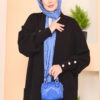 Button Cuff Shawl Collar Modest Knit Cardigan Black – Image 2