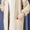 Buttoned Cuff Shawl Collar Knit Cardigan Beige - immagine 4