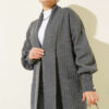 Buttoned Cuff Shawl Collar Knit Cardigan Smoke - immagine 2
