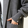 Buttoned Cuff Shawl Collar Knit Cardigan Smoke - immagine 4