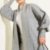 Buttoned Cuff Shawl Collar Knit Cardigan Grey