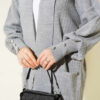 Buttoned Cuff Shawl Collar Knit Cardigan Grey - immagine 4
