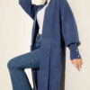 Buttoned Cuff Shawl Collar Knit Cardigan Indigo