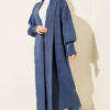 Buttoned Cuff Shawl Collar Knit Cardigan Indigo - Imagen 2