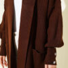 Buttoned Cuff Shawl Collar Knit Cardigan Brown - immagine 4