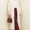 Buttoned Cuff Shawl Collar Knit Cardigan Cream
