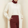 Buttoned Cuff Shawl Collar Knit Cardigan Cream - Imagen 2