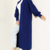 Buttoned Cuff Shawl Collar Knit Cardigan Navy Blue