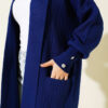 Buttoned Cuff Shawl Collar Knit Cardigan Navy Blue – Image 4