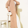 Buttoned Cuff Shawl Collar Knit Cardigan Latte