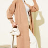 Buttoned Cuff Shawl Collar Knit Cardigan Latte - الصورة 2