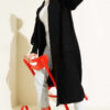 Buttoned Cuff Shawl Collar Knit Cardigan Black