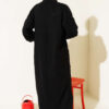 Buttoned Cuff Shawl Collar Knit Cardigan Black - immagine 3