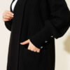 Buttoned Cuff Shawl Collar Knit Cardigan Black - immagine 4
