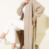 Buttoned Cuff Shawl Collar Knit Cardigan Mink