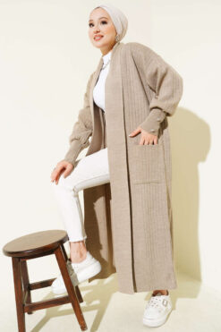 Alternative view of Buttoned Cuff Shawl Collar Knit Cardigan Mink