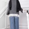Long-Sleeve Knit Sweater with Lace Hem Edge Anthracite - Imagen 4