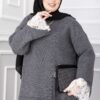 Long-Sleeve Knit Sweater with Lace Hem Edge Anthracite - Imagen 3