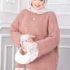 Long-Sleeve Knit Sweater with Lace Hem Edge