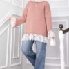 Long-Sleeve Knit Sweater with Lace Hem Edge - Imagen 2