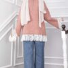 Long-Sleeve Knit Sweater with Lace Hem Edge - Imagen 4