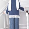 Long-Sleeve Knit Sweater with Lace Hem Edge Indigo - immagine 4