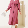 Sleeve and Waist Drawstring Cardigan Powder Pink