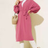 Hooded cardigan with tie-up sleeves Magenta