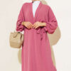 Hooded cardigan with tie-up sleeves Magenta - الصورة 2