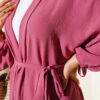 Hooded cardigan with tie-up sleeves Magenta - الصورة 4