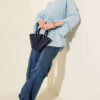 Lace-Up Long Sleeve French Terry Tunic Baby Blue - Image 2