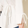 ⁦Lace-Up Long Sleeve French Terry Tunic White⁩ - الصورة ⁦4⁩