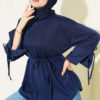 Lace-Up Long Sleeve French Terry Tunic Parliament Blue