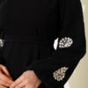 Embroidered Sleeve Belted Dress Black – Bild 4