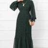 Organza Sleeve Modest Evening Dress Emerald – Image 4