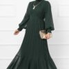 Organza Sleeve Modest Evening Dress Emerald – Image 3