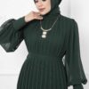 Organza Sleeve Modest Evening Dress Emerald – Image 2