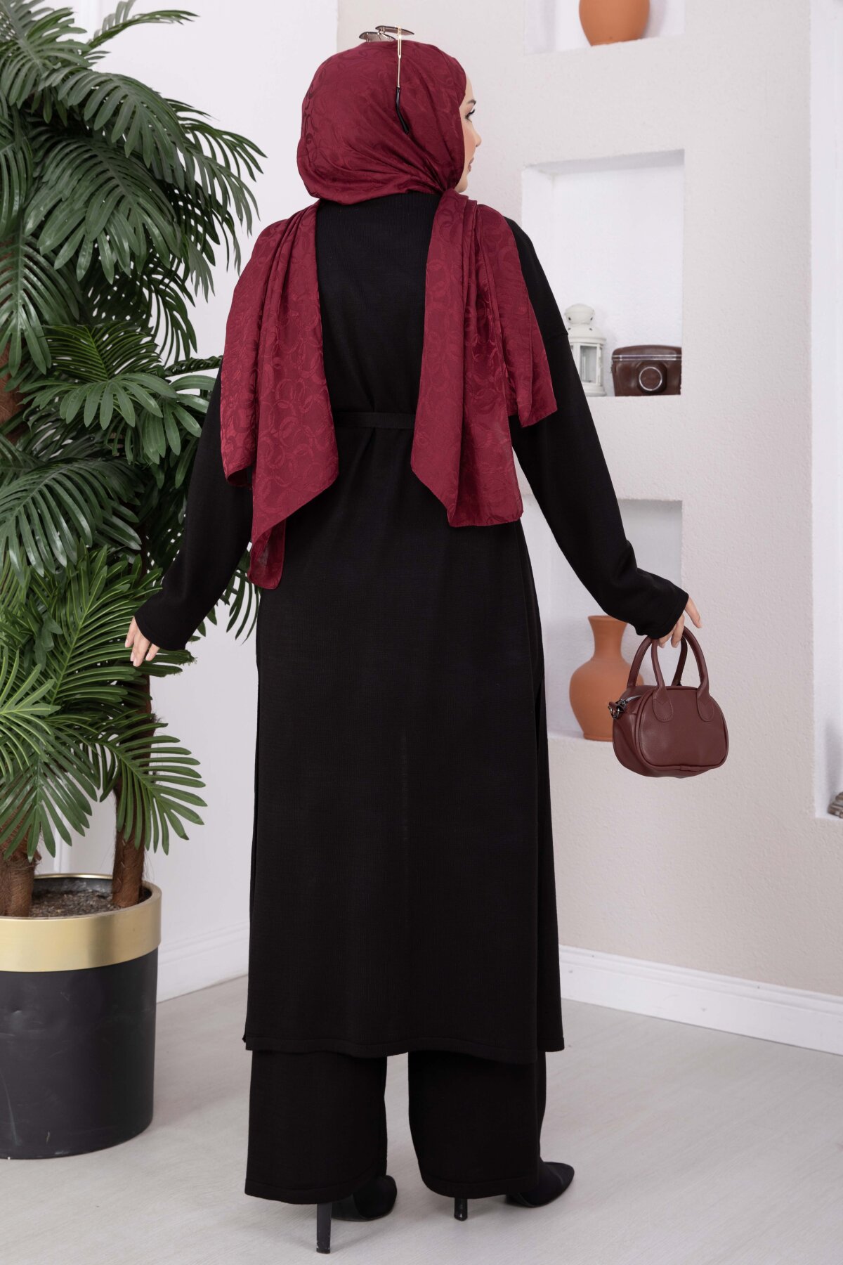 Hooded Knit Three-Piece Set Black - Imagen 6