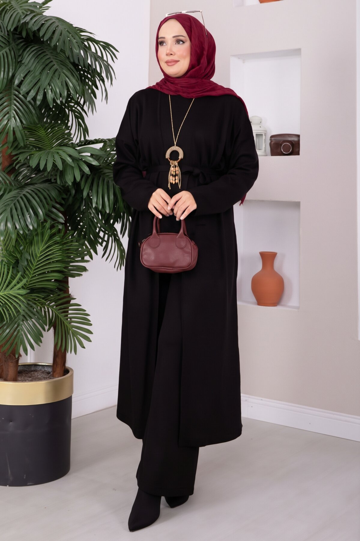 Hooded Knit Three-Piece Set Black - Imagen 4