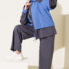 Denim French Terry Two-Piece Set with Zipper Smoke
