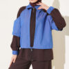 Denim French Terry Two-Piece Set with Zipper Brown - Imagen 2