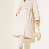 Double-Breasted Coat with Shawl Collar Beige - الصورة 2